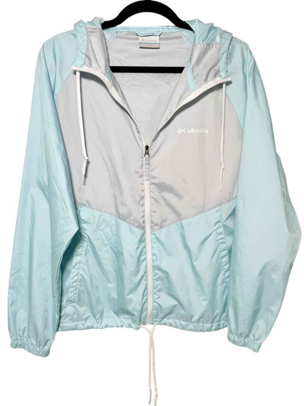 Columbia May Valley lightweight windbreaker baby blue gray spring size S
